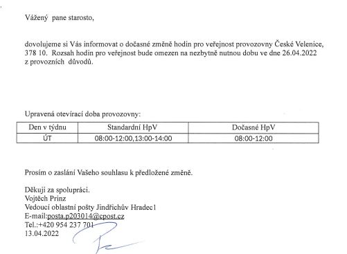pošta Č.Velenice